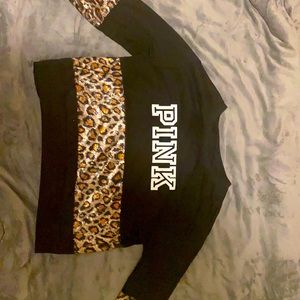 Pink victorious secret animal print sparkly long sleeve shirt
